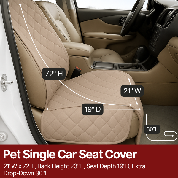 Pet Single Car Seat Cover with Floor Coverage Taupe