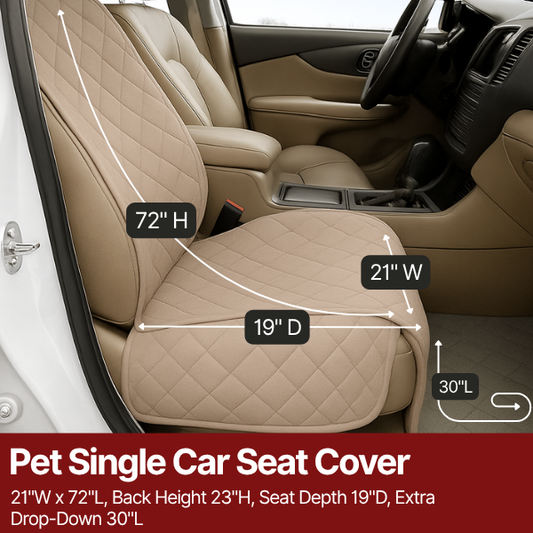 Pet Single Car Seat Cover with Floor Coverage Taupe