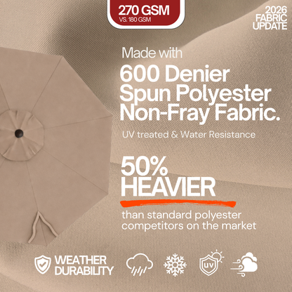 9ft Market Patio Umbrella 8 Rib Replacement Canopy Taupe - Formosa Covers