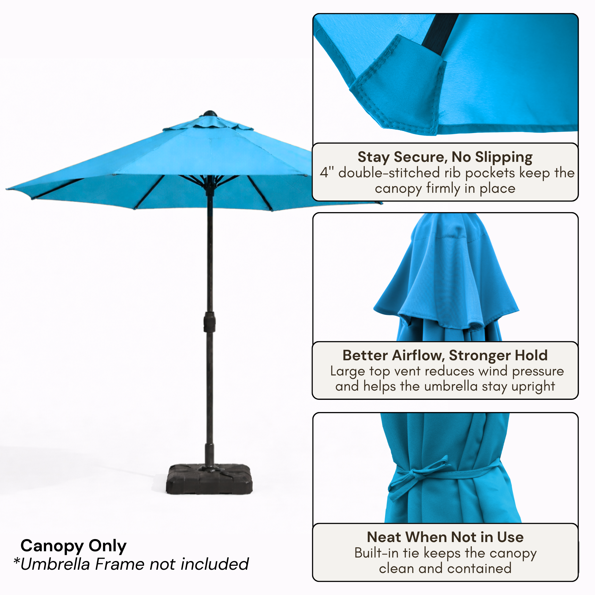 9ft Market Patio Umbrella 8 Rib Replacement Canopy Teal