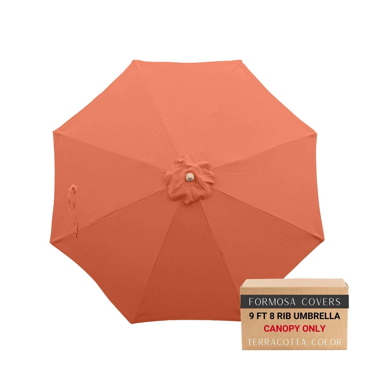 9ft market patio umbrella 8 rib replacement canopy in terracotta color.
