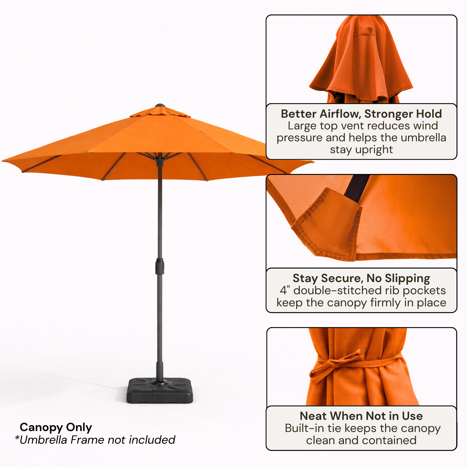 9ft Patio Umbrella Replacement Canopy 6 Rib