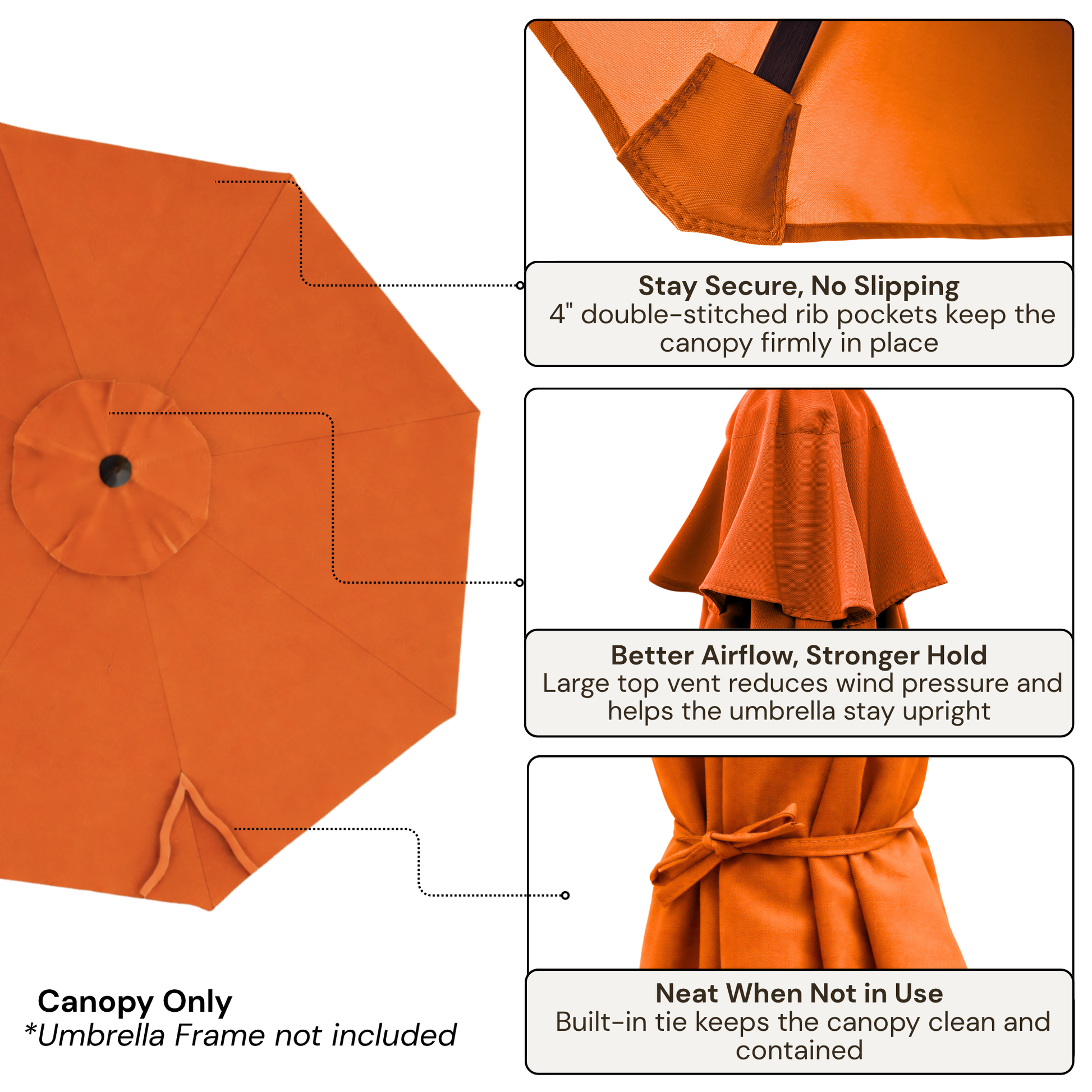 10ft Market Patio Umbrella 8 Rib Replacement Canopy Terracotta - Formosa Covers
