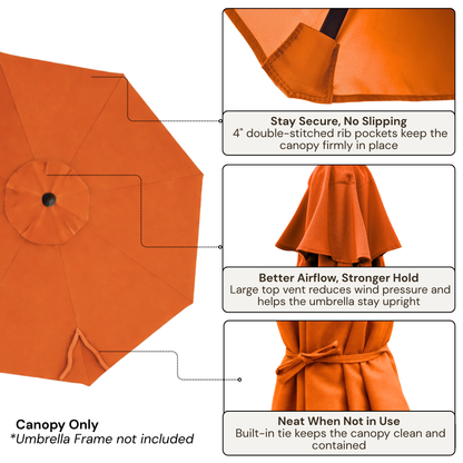 10ft Market Patio Umbrella 8 Rib Replacement Canopy Terracotta - Formosa Covers