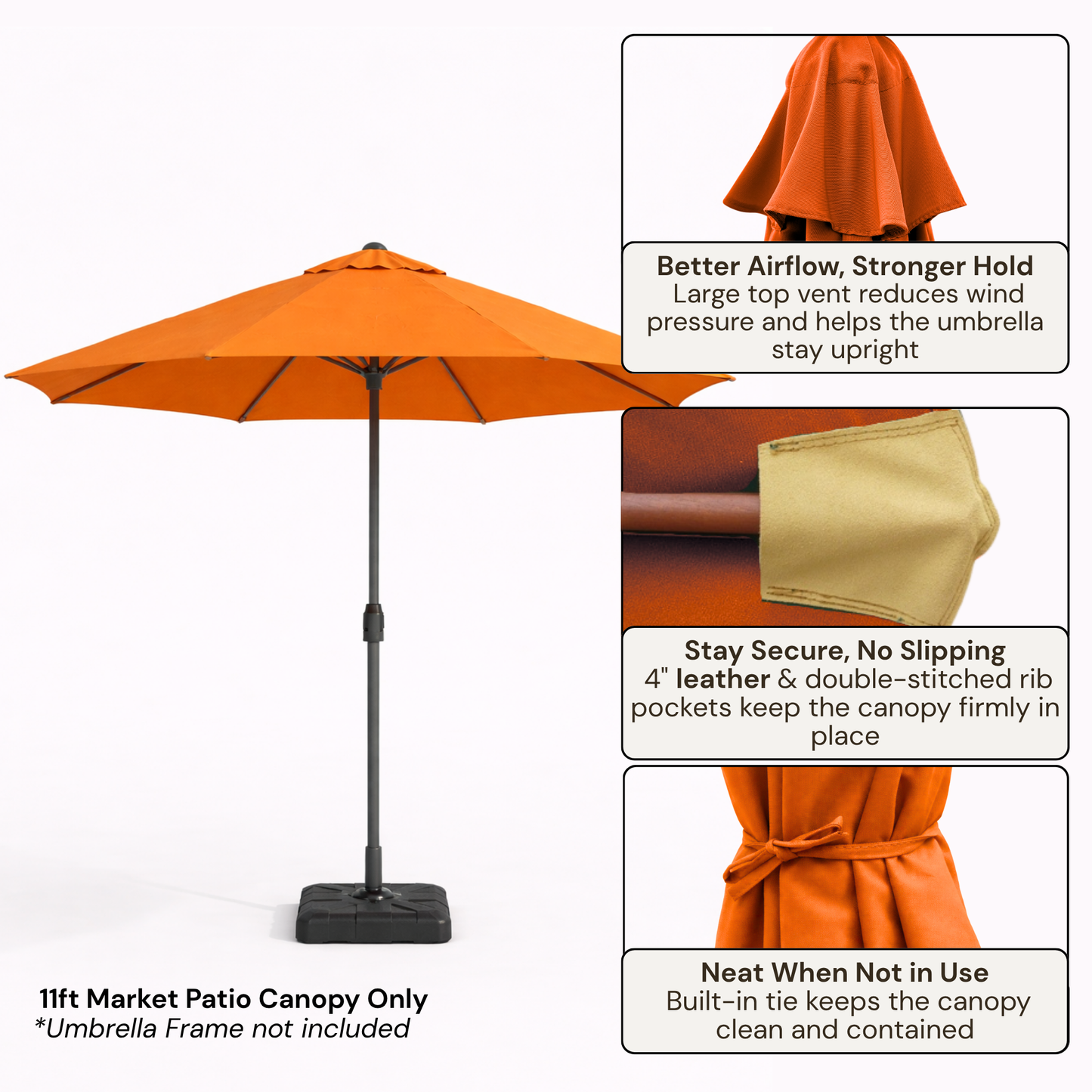 11ft Market Patio Umbrella 8 Rib Replacement Canopy Hunter Green - Formosa Covers
