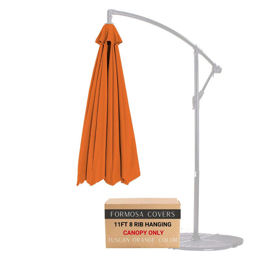 11ft Cantilever Hanging Umbrella 8 Rib Replacement Canopy in Tuscan Orange, durable and UV-resistant.