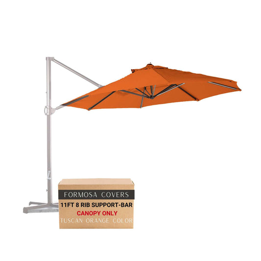 11ft cantilever supported bar umbrella 8 rib replacement canopy in Tuscan orange.