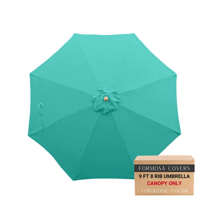9ft Market Patio Umbrella 8 Rib Replacement Canopy Turquoise Olefin, durable and fade-resistant, fits 9ft frame, premium quality.
