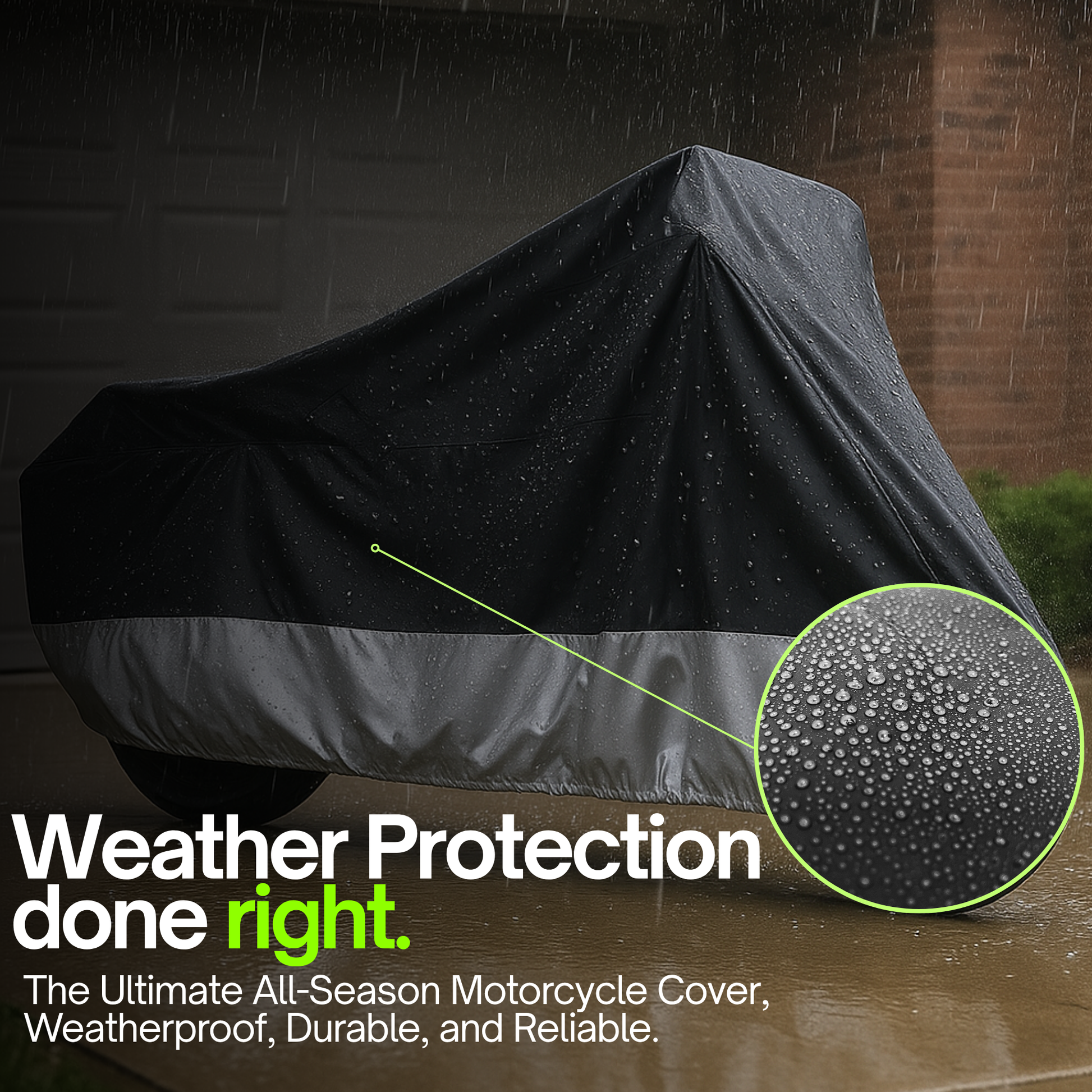 Deluxe Motorcycle Cover, All Season & Light Weight (XL) Black