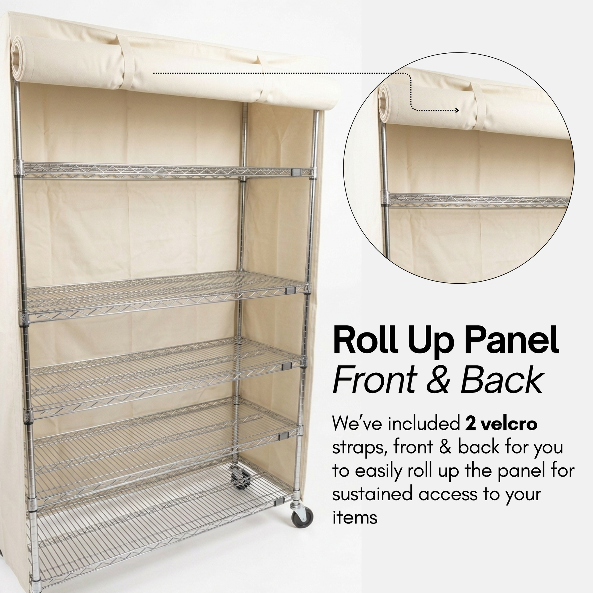 Storage Shelving Unit Cover, fits racks 48"W x 18"D x 72"H in Off White - Formosa Covers