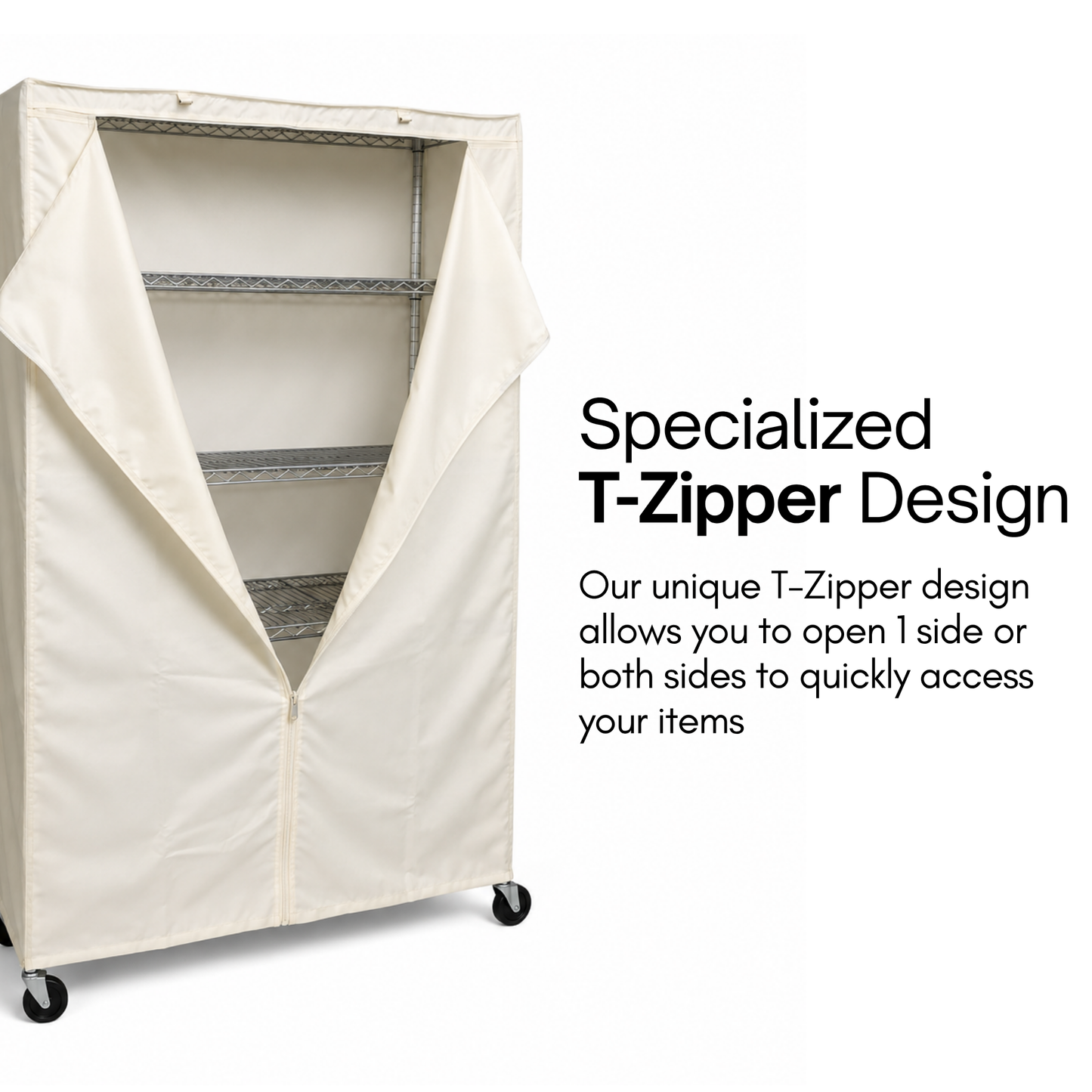 Storage Shelving Unit Cover, fits racks 48"W x 18"D x 72"H in Off White - Formosa Covers