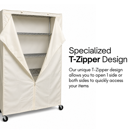 Storage Shelving Unit Cover, fits racks 48"W x 18"D x 72"H in Off White - Formosa Covers