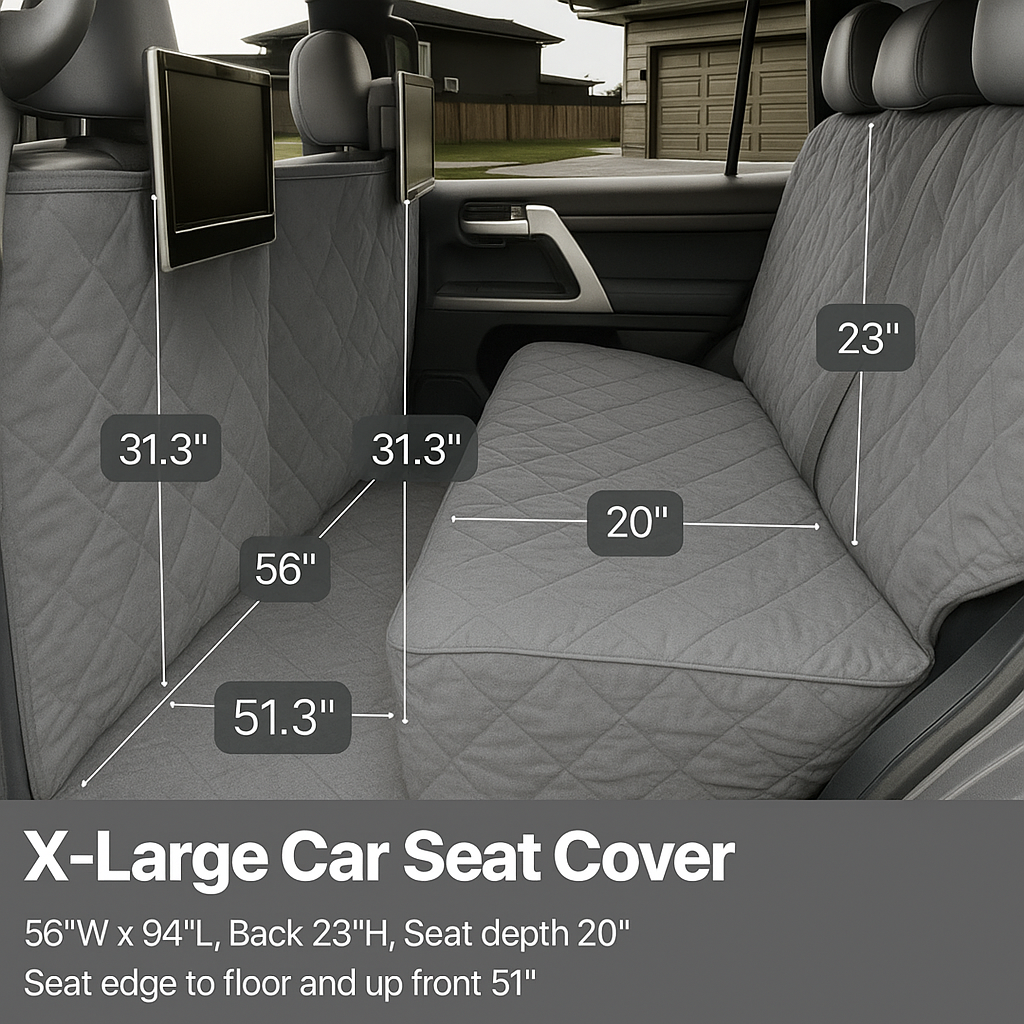 X-Large Car Seat Cover For Dogs and Pets 56"W Grey