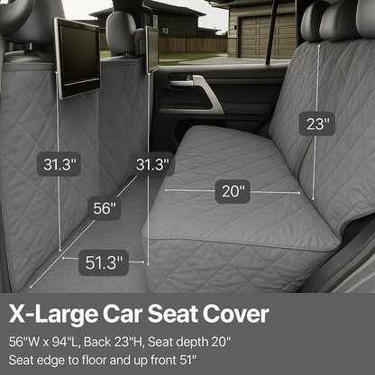X-Large Car Seat Cover For Dogs and Pets 56"W Grey - Formosa Covers