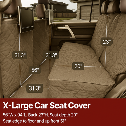 X-Large Car Seat Cover For Dogs and Pets 56"W Taupe - Formosa Covers