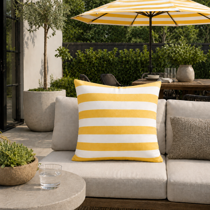 [SHIPS BY 6/16/26] Outdoor Patio Pillow Cover in Cabana Yellow Stripe Olefin (2 Pack)