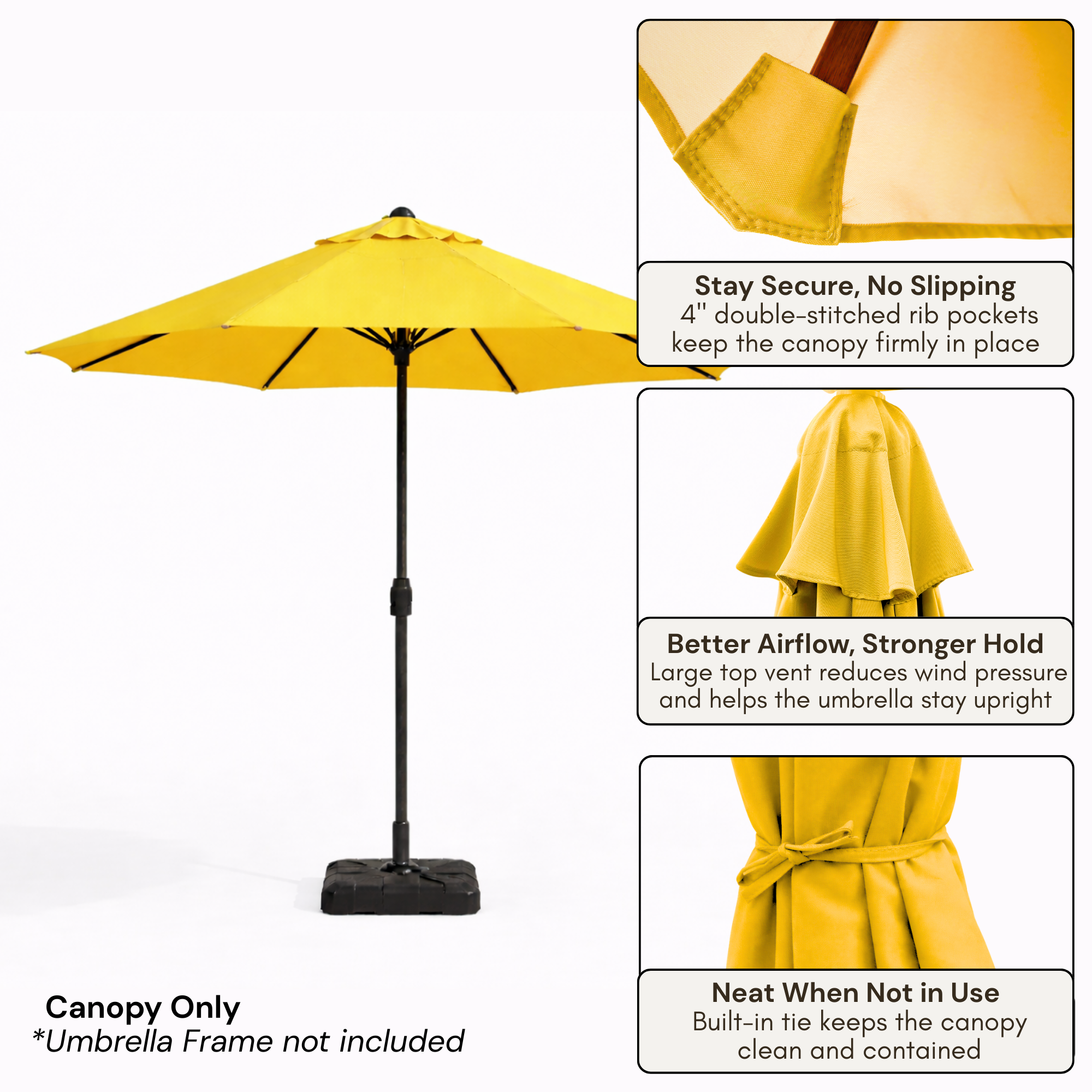 9ft Market Patio Umbrella 6 Rib Replacement Canopy Yellow Olefin - Formosa Covers