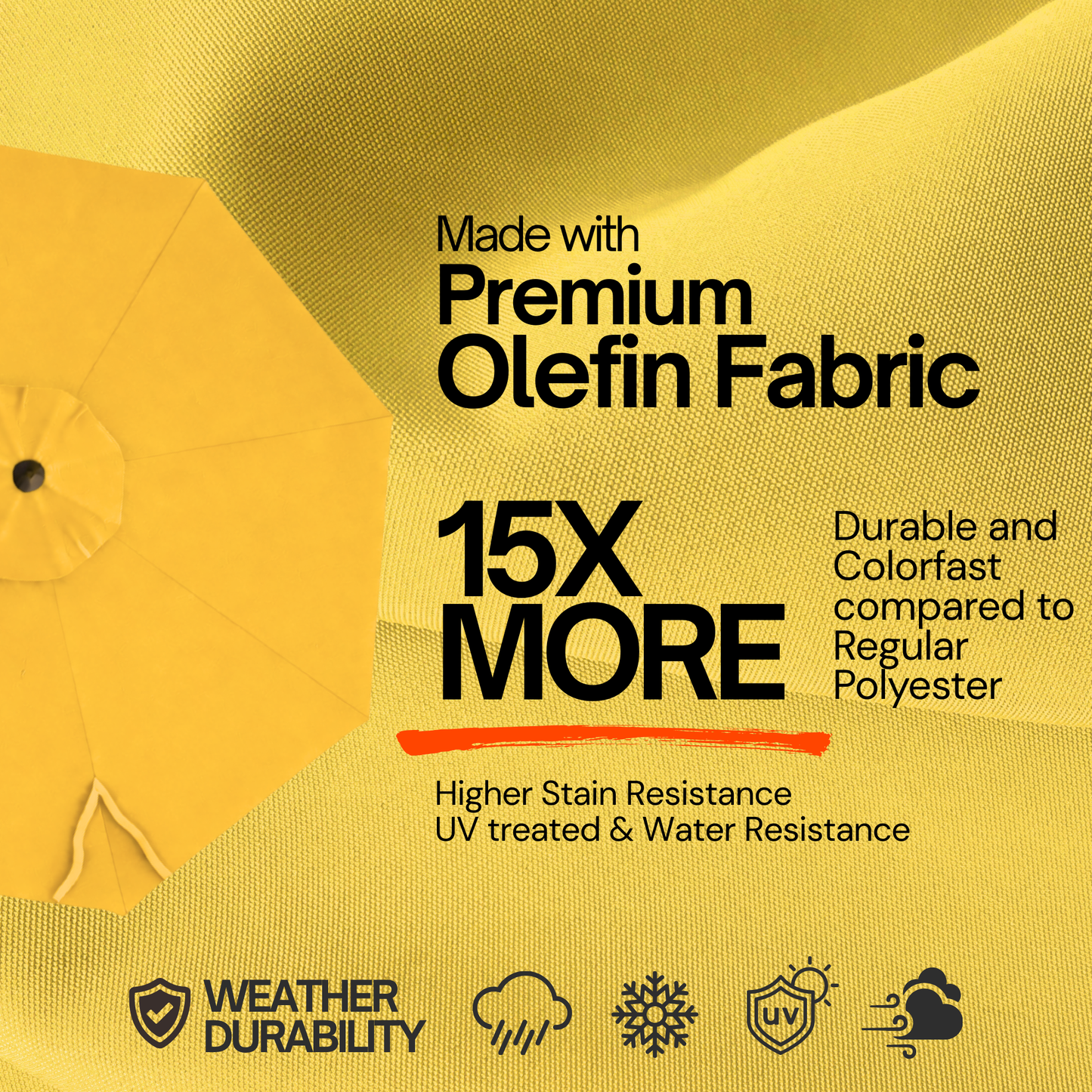 [SHIPS BY 6/16/26] 9ft Market Patio Umbrella 6 Rib Replacement Canopy Yellow Cabana Stripe - Formosa Covers