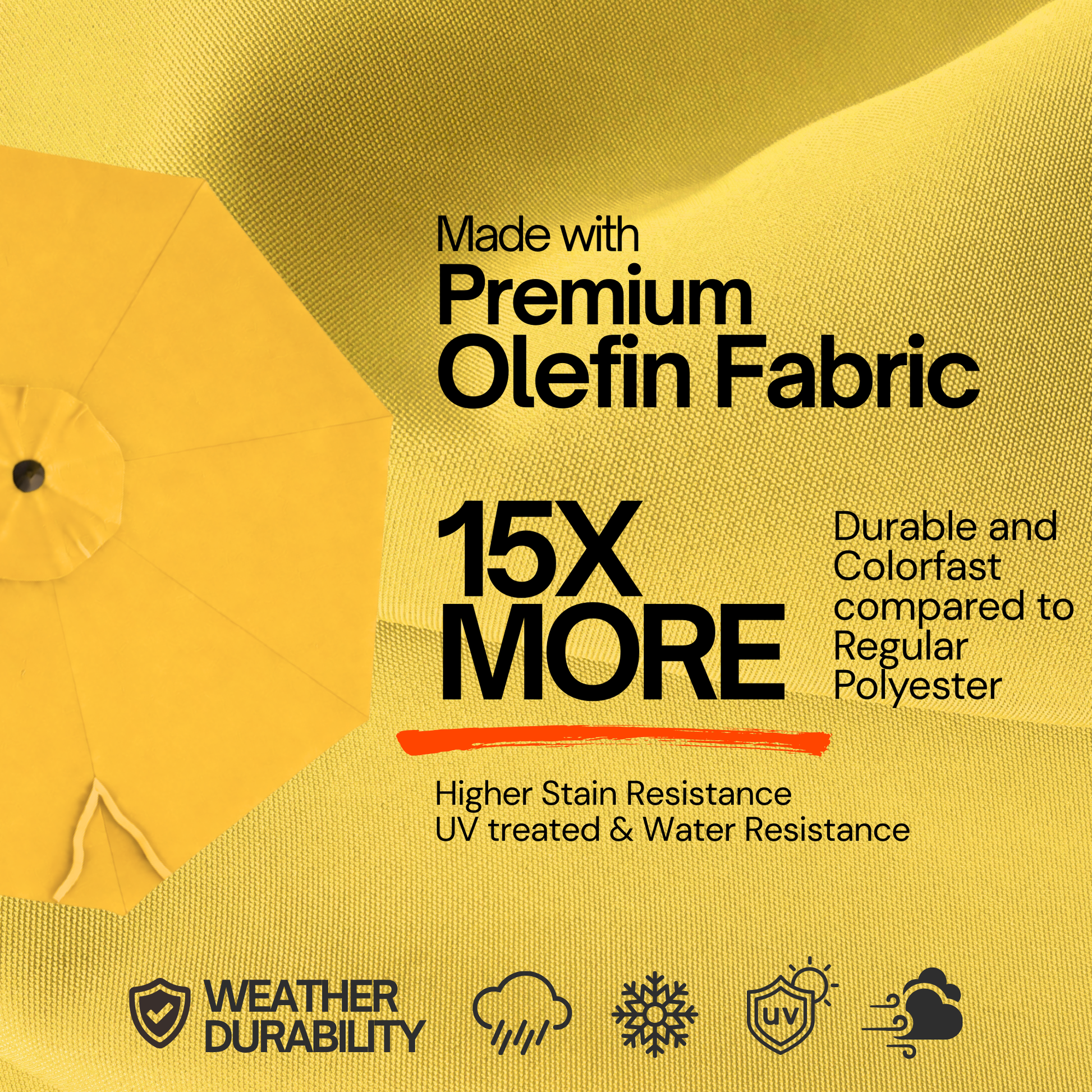 [SHIPS BY 6/16/26] 9ft Market Patio Umbrella 6 Rib Replacement Canopy Yellow Cabana Stripe - Formosa Covers