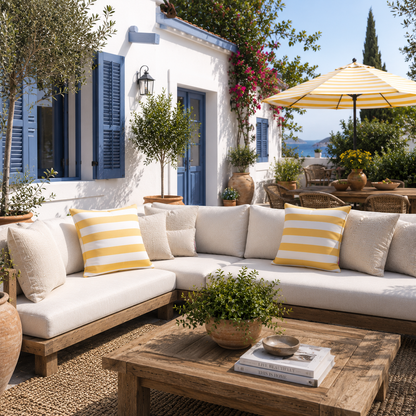 [SHIPS BY 6/16/26] Outdoor Patio Pillow Cover in Cabana Yellow Stripe Olefin (2 Pack)