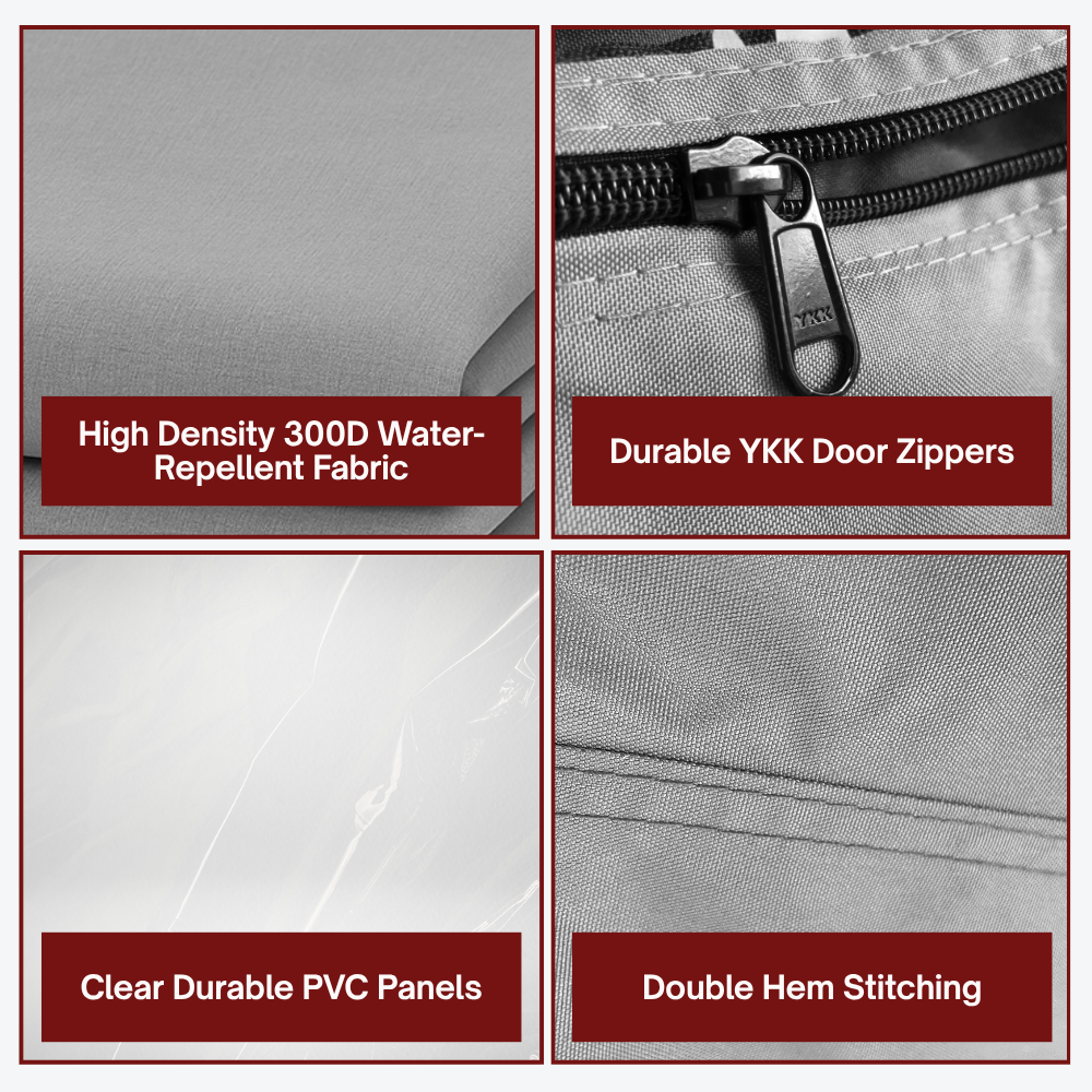 2+2 Passenger 3 Sided Driveable Golf Cart Enclosure for Short Roof 58"L Open Front - Grey